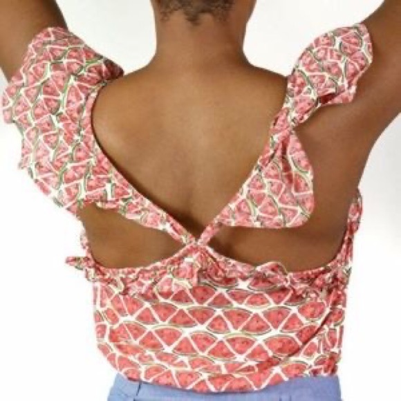 Crown & Ivy Watermelon Print Ruffle Top - Picture 2 of 8